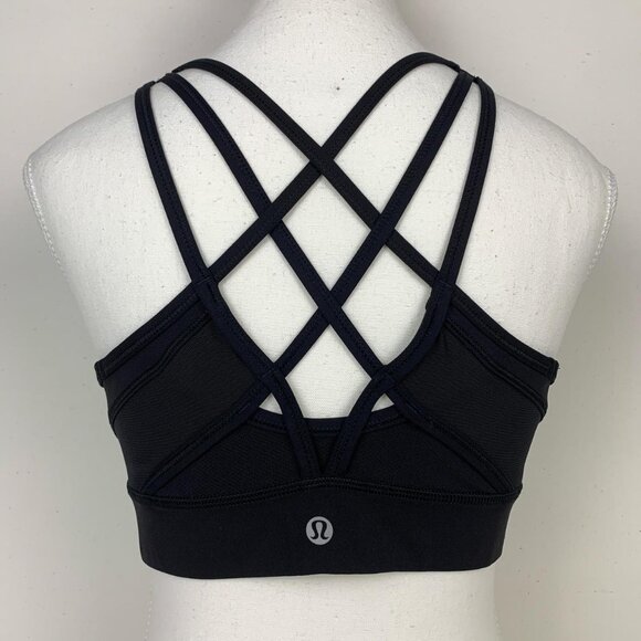 Lululemon Black Cropped Sports Bra - Size 8 Racerback for Stylish Workout Comfor - Picture 4 of 6
